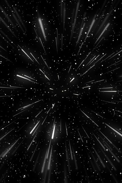 3D render of a hyperspace background with warp tunnel effect